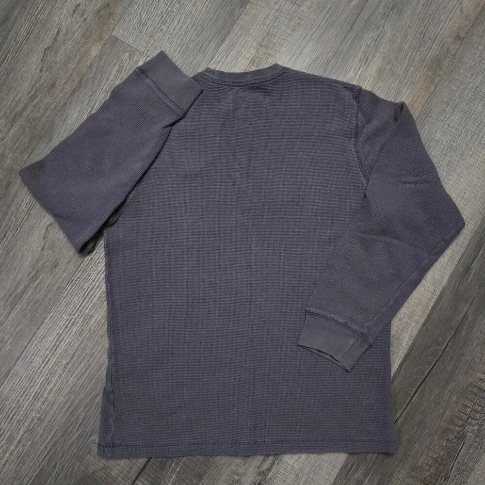 Washed Gray Thermal Waffle Knit Crewneck Casual Streetwear Pullover
